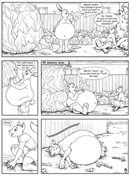 anthro belly big_belly bone cabbage clothed clothing fence feral food group huge_belly hyper hyper_belly leftovers male meat navel obese obese_anthro obese_male onomatopoeia overweight overweight_anthro overweight_male plant sitting sitting_on_ground sleeping sound_effects text topless topless_male trio vegetable weight_difference weight_gain yard tanno_radon martin_the_marten max_longear canid canine canis domestic_dog gulonine lagomorph leporid mammal marten mustelid musteline rabbit 2010 comic english_text monochrome