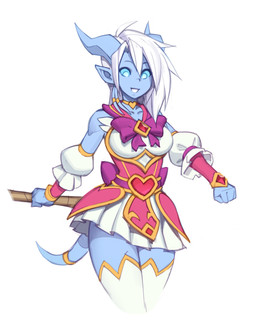 accessory black_sclera blue_body blue_eyes blue_skin bottomwear breasts choker clothed clothing collarbone eyebrows female furgonomics hair horn humanoid_pointy_ears jewelry legwear necklace not_furry pointy_ears ring short_hair skirt solo tail tail_accessory tail_jewelry tail_ring tendrils white_hair overnoes blizzard_entertainment warcraft calith draenei horned_humanoid humanoid tailed_humanoid 2024 hi_res