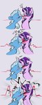 blush cardiac_monitor female female/female horn kiss_on_lips kissing medical_instrument nose_to_nose scientific_instrument doodlemark friendship_is_magic hasbro my_little_pony mythology starlight_glimmer_(mlp) trixie_(mlp) equid equine mammal mythological_creature mythological_equine unicorn absurd_res comic hi_res