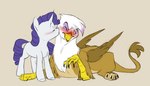 avian blush doodlemark duo embarrassed equid equine female female/female friendship_is_magic gilda_(mlp) gryphon hasbro hi_res horn horse kissing_cheek mammal my_little_pony mythological_avian mythological_creature mythological_equine mythology one_eye_closed pony rarity_(mlp) unicorn