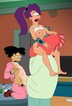 barefoot black_hair breasts feet female group hair male male/female nipples oral pubes purple_hair trio freako comedy_central futurama amy_wong doctor_zoidberg turanga_leela alien arthropod crustacean cyclops decapodian_(futurama) human mammal marine hi_res