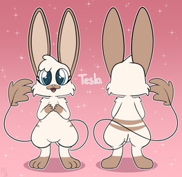 anthro blush female fur hair looking_at_viewer open_mouth simple_background smile solo tail tan_body tan_fur text tongue tuft white_body white_fur nebula642 tesla_(fuf) mammal marsupial absurd_res digital_media_(artwork) english_text hi_res