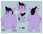 anthro black_hair black_nails blue_eyes colored_nails crossed_arms ears_up evil_grin fluffy fur grin hair looking_at_viewer male nails neck_tuft purple_body purple_fur smile solo teeth teeth_showing tuft slavv0 sillybilly sillybilly_(old_design) 5:4 model_sheet