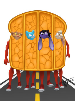 anthro bread clothing costume female food food_costume french french_toast french_toast_costume french_toast_sticks group stick toast toast_stick_costume taka_studio cartoon_network disney eggo looney_tunes the_amazing_world_of_gumball the_lion_king warner_brothers lola_bunny nala_(the_lion_king) nicole_watterson wendy_(snowradish) domestic_cat felid feline felis lagomorph leporid lion mammal mephitid pantherine rabbit skunk 3:4 absurd_res hi_res