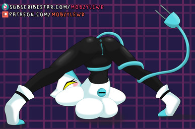 anthro ass_up breasts clothing electrical_plug_tail female footwear jack-o'_pose looking_at_viewer machine plug pose solo mobzylewd deltarune undertale_(series) tasque_manager darkner robot hi_res