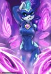 2015 anthro anthrofied atryl biped breasts clothing digital_media_(artwork) equid equine female friendship_is_magic hasbro hi_res horn magic mammal mask my_little_pony mythological_creature mythological_equine mythology radiance_(mlp) rarity_(mlp) solo standing suit thigh_gap tight_clothing unicorn