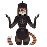 anthro armor exoskeleton eyewear female glasses solo unknown_artist arknights hypergryph stalcraft studio_montagne waaifu_(arknights) felid feline mammal pantherine tiger 1:1 hi_res