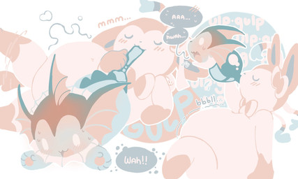 abdominal_bulge ambiguous_gender blush dialogue dorsal_ridge drinking drinking_straw duo ear_frill endosoma feral frill_(anatomy) fur inflation liquid_body liquid_inflation lying melting neck_frill on_ground on_side onomatopoeia pink_tail ribbons_(anatomy) rumbling_stomach safe_vore shocked simple_background sitting sound_effects speech_bubble spread_legs spreading swallowing tail text vore water_inflation white_background white_body white_fur willing_prey conduitcore nintendo pokemon eeveelution generation_1_pokemon generation_6_pokemon pokemon_(species) sylveon vaporeon 2023 5:3 comic hi_res