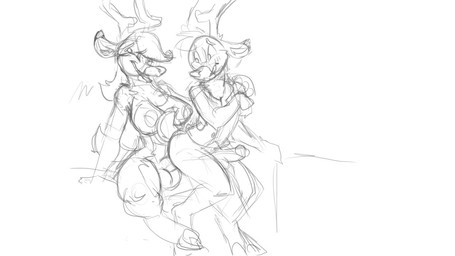 anal anal_penetration anthro anthro_on_anthro anthro_penetrated anthro_penetrating anthro_penetrating_anthro antlers balls bed big_breasts bottomless breasts chair_position clothed clothing duo erection from_behind_position furniture genitals gynomorph gynomorph/male gynomorph_penetrating gynomorph_penetrating_male honeymoon horn humanoid_genitalia humanoid_penis intersex intersex/male intersex_penetrating intersex_penetrating_male male male_penetrated married_couple nightstand on_bed penetration penile penile_penetration penis penis_in_ass sex simple_background sitting sitting_on_bed topwear vest white_background furfragged leslie_(furfragged) sino_(furfragged) deer mammal 16:9 2015 monochrome sketch widescreen trans_(lore) trans_woman_(lore)