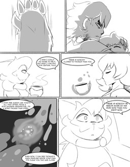 anthro aura beverage bodily_fluids cheek_tuft claws clothing coffee coffee_cup coffee_mug container crying cup dialogue duo eyes_closed facial_tuft female gym_leader levitating levitation looking_back looking_up male protecting scared shocked talking_to_another tears text tuft spicykiwi nintendo pokemon sabrina_(pokemon) thomas_(spicykiwi) tulip_(spicykiwi) floragato generation_2_pokemon generation_9_pokemon human mammal pokemon_(species) ursaring absurd_res comic english_text hi_res monochrome story