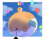 air_from_mouth anthro balloon belly belly_expansion big_belly body_inflation border bwomp cloud creaking expansion floating fluffy fur helium_day helium_inflation hose hose_in_mouth hose_inflation huge_belly hyper hyper_belly hyper_inflation immobile inflatable inflation onomatopoeia orange_body orange_fur sky skyscape sound_effects spherical_inflation text tube_bulge white_border unfunny_jeyai domestic_cat felid feline felis mammal 2024 artist_name hi_res