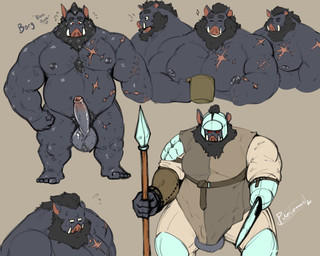 amputee anthro armor balls belly clothed clothing disability erection eyes_closed foreskin genitals headgear helmet humanoid_genitalia humanoid_hands humanoid_penis male missing_arm moobs multiple_poses musclegut muscular nipples nude overweight overweight_male partially_retracted_foreskin penis pose scar simple_background solo weapon desertb0ar mammal suid suine sus_(pig) wild_boar 2021 5:4 hi_res