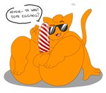 anthro balls big_butt butt erection fur genitals hair looking_at_viewer male open_mouth penis simple_background smile solo text thick_thighs cake_top party_cat_(cake_top) domestic_cat felid feline felis mammal digital_media_(artwork) hi_res meme