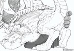 anal anal_fingering anthro bent_over butt claws clothed clothing dominant dress duo female fingering genitals male male/female partially_clothed penis presenting presenting_hindquarters pussy raised_tail submissive submissive_female tail teeth toe_claws wings shoganight my_hero_academia mythology rikiya_katsukame ryuko_tatsuma dragon human mammal mythological_creature mythological_scalie scalie greyscale line_art monochrome