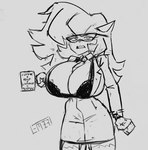 angry anthro big_breasts bra breast_expansion breasts business cleavage clothed clothing coffee_mug expansion eyewear female glasses huge_breasts solo suit underwear wardrobe_malfunction zer0ember hanna-barbera swat_kats callie_briggs zer0 domestic_cat felid feline felis mammal monochrome sketch