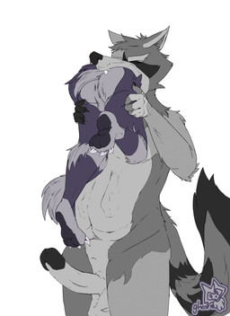 anthro anthro_pred anthro_prey anus balls biped black_pawpads bodily_fluids butt claws cum cum_inside curved_penis duo erection eyes_closed fangs fluffy fluffy_tail fur fur_tuft genital_fluids genitals grey_body grey_fur hand_imprint hand_on_legs hand_on_thighs head_first imprint leg_grab male male/male male_pred male_prey markings oral_vore partially_inside pawpads penis prey_in_mouth purple_body purple_fur ring_(marking) ringed_tail same_size_vore simple_background standing striped_markings striped_tail stripes swallowing tail tail_markings teeth text thigh_grab tuft unusual_fur_pattern vore white_background willing_pred willing_prey ghostst ghost_(ghostst) felid feline mammal procyonid raccoon absurd_res english_text hi_res watermark