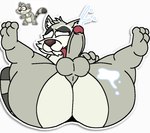 anthro bodily_fluids cum cum_on_self ejeculation erection feet genital_fluids hindpaw male paws presenting solo tongue tongue_out megabox raccoon_sticker_(amazon.com) mammal procyonid raccoon