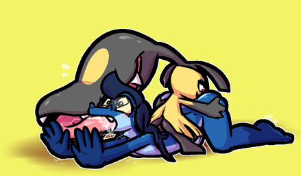 3_fingers 4_fingers anthro anthro_on_anthro ass_up backsack balls big_butt blue_hair blue_penis blush bodily_fluids butt butt_grab cute_fangs drooling duo erection extreme_french_kiss eyewear eyewear_only fangs fingers french_kissing genitals glasses glasses_askew glasses_only grey_balls grey_body grey_eyewear grey_glasses hair half-closed_eyes hand_on_butt head_mouth interspecies kissing male male/male male_on_bottom male_on_top motion_lines narrowed_eyes nude on_bottom on_top penis purple_eyes red_eyes reverse_69_position saliva shaking sharp_teeth simple_background teeth tongue_in_throat trembling wearing_glasses yellow_background yellow_body yellow_sclera ultilix nintendo pokemon ulti_(ultilix) generation_3_pokemon lizard mawile pokemon_(species) reptile scalie 2025
