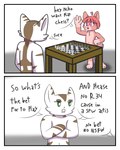 anthro chess chess_board chess_piece dialogue duo furniture male table text nikoransfw niko_(nikoransfw) nikora_(nikoransfw) domestic_cat felid feline felis hybrid mammal 4:5 comic english_text hi_res