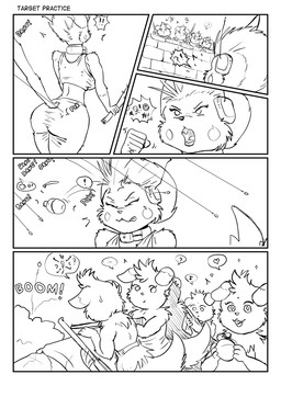 ambiguous_gender anthro anthrofied biped bottomwear buckteeth button_ears censored_speech clothing collar crop_top exclamation_point eyebrows female floppy_ears group gun heart_symbol holding_gun holding_object holding_ranged_weapon holding_rifle holding_weapon humor interrobang looking_at_another musical_note musical_symbol open_mouth open_smile pants question_mark ranged_weapon rifle rosy_cheeks shirt smile solo surprised symbol tank_top teeth text tongue topwear weapon s-nina fallout fallout:_pca microsoft nintendo pokemon raider'chu espurr generation_1_pokemon generation_6_pokemon pokemon_(species) raichu 2023 comic english_text hi_res monochrome multiple_scenes