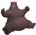 2023 4_toes 5_fingers anthro beanie bear belly belly_focus big_belly biped black_eyes black_nose blush blush_lines breasts breasts_apart brown_body brown_ears brown_fur brown_inner_ear brown_pawpads claws clothing dark_body dark_fur dark_inner_ear dark_nose dark_pawpads digital_drawing_(artwork) digital_media_(artwork) dreamworks ear_piercing ear_ring eyelashes fangs featureless_breasts feet female finger_claws fingers fur fur_tuft hat headgear headwear light_clothing light_headwear mama_bear mama_bear_(puss_in_boots) mammal mature_anthro mature_female mostly_nude mostly_nude_anthro mostly_nude_female neck_tuft nipples open_mouth overweight overweight_anthro overweight_female pawpads piercing pink_beanie pink_clothing pink_hat pink_headwear pink_tongue plantigrade puss_in_boots_(dreamworks) ring_piercing simple_background sitting snout solo spread_arms teeth thick_thighs three-quarter_view toe_claws toes tongue tuft white_background yellow_sclera 翌檜＠絶望間近