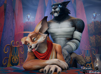 anal anthro duo male male/male size_difference toxik_enzis blizzard_entertainment warcraft richter_serenestorm canid mammal vulpera werecanid werecreature worgen hi_res
