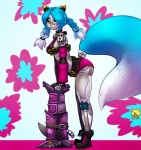 bent_over breasts butt female fox_tail machine solo shia league_of_legends riot_games tencent foxeye jinx_(lol) animal_humanoid humanoid robot