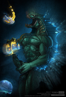 3_fingers abs balls bodily_fluids cum fangs fin fingers genital_fluids genitals gills glowing glowing_cum holidays humanoid_genitalia humanoid_penis male masturbation muscular muscular_humanoid muscular_male nude open_mouth penile penile_masturbation penis solo split_form standing teeth text underwater unusual_bodily_fluids unusual_cum unusual_genital_fluids vein veiny_penis water todex cthulhu_mythos h._p._lovecraft halloween lovecraftian_(genre) amphibian aquatic cnidarian deep_one_(h.p._lovecraft) eldritch_abomination fish humanoid jellyfish medusozoan merfolk monster 2015 hi_res url watermark