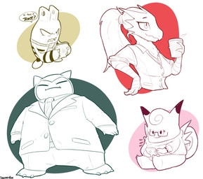 accessory ambiguous_gender anthro beverage cellphone clock clothed clothing coffee curled_tail dialogue electronics eyes_closed eyewear feet female frown glasses hair long_hair male nails necktie open_mouth phone pokemorph ponytail sitting smile solo speech_bubble striped_body stripes tail text toenails toes watch wings shoutingisfun nintendo pokemon avian blaziken clefable elekid generation_1_pokemon generation_2_pokemon generation_3_pokemon mammal pokemon_(species) snorlax 2018 digital_drawing_(artwork) digital_media_(artwork) english_text multiple_images