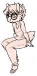 anthro clothed clothing eyewear female fur glasses hair smile solo redpixie red_(redpixie) bear mammal restricted_palette