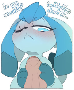 ambiguous_feral ambiguous_gender bestiality black_nose blue_body blue_eyes blue_fur blue_paws blush blush_lines cute_fangs dialogue duo erection eyebrows eyelashes fangs feral first_person_view fur genitals handjob heart_eyes heart_symbol holding_penis human_on_feral humanoid_genitalia humanoid_penis interspecies larger_human larger_male looking_at_genitalia looking_at_penis male male/ambiguous male_human male_on_feral multicolored_body multicolored_fur narrowed_eyes one_eye_closed paws penile penis pokephilia raised_eyebrows sex simple_background size_difference smaller_ambiguous smaller_feral tail talking_feral talking_to_viewer teeth text white_background backsash nintendo pokemon eeveelution generation_4_pokemon glaceon human mammal pokemon_(species) 2021 english_text hi_res icon