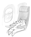 aircraft airplane anthro chair cloud female furniture inside_airplane pressure sitting solo vehicle window twistcmyk hi_res monochrome