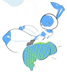 antennae_(anatomy) anthro areola big_breasts big_butt blue_areola blue_body blue_markings blue_nipples breasts butt clothing facial_markings featureless_feet feet female fishnet_clothing fishnet_legwear gloves_(marking) grey_markings half-closed_eyes head_markings huge_breasts hyper hyper_breasts legwear markings mask_(marking) narrowed_eyes nipples open_mouth rear_view seductive sitting solo white_body elpatrixf ball2_(elpatrixf) animate_inanimate ant arthropod hybrid hymenopteran insect 2024