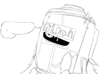 1_eye ambiguous_gender balls bodily_fluids cum cum_on_face cum_splatter cum_string genital_fluids genitals humanoid_genitalia humanoid_penis machine male penis spookicookiebox lobotomy_corporation project_moon binah_(project_moon) robot monochrome sketch female_(lore)