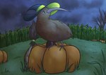 beak bird_legs broom brown_body brown_fur cleaning_tool clothing corn cornfield feral food fruit fur grass hat headgear headwear magic_user male night plant pumpkin sky solo standing star tree witch witch_hat hefty_fine kiwi_farms avian bird kiwi_(bird) ratite 2022 digital_media_(artwork) shaded