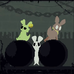 anthro fart fart_cloud farting_on_face female green_fart_cloud group kneeling male male/female semi-anthro sitting smelly stink_fumes stuck trapped trio anonymous_artist rain_world videocult scentweaver slugcat 1:1 animated