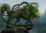 ambiguous_gender claws day detailed_background feral moss outside plant sky solo jademerien elemental_creature flora_fauna unknown_species 2021 digital_media_(artwork)