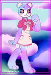 anthro blush clothed clothing cloud dress female paws ribbons solo sparkles sparkling_eyes star mitosischan animal_crossing nintendo judy_(animal_crossing) bear mammal hi_res