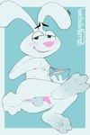 anthro anus balls blush butt cereal eating feet food fur genitals looking_at_viewer male mascot multi_nipple nipples penis penis_tuck solo tapering_penis white_body white_fur perfectlynormal general_mills trix trix_rabbit lagomorph leporid mammal rabbit 2023 2:3 absurd_res hi_res