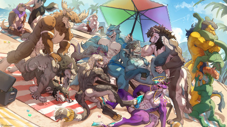 69_position abs anal anal_penetration animal_genitalia animal_penis anthro anthro_on_anthro anthro_penetrated anthro_penetrating anthro_penetrating_anthro armband_(marking) ball_grab balls balls_in_mouth bared_teeth beach beard between_legs black_body black_fur black_hair black_horn black_penis blue_body blue_eyes blue_pawpads blue_penis blue_sky blush bodily_fluids breasts brown_body brown_fur brown_hair butt canine_genitalia canine_penis claws clothing cloud countershade_crotch countershade_face countershade_feet countershade_neck countershade_torso countershading cum cum_on_belly cum_on_body cum_on_butt cum_on_own_penis cum_on_penis cum_on_self cum_splatter day digit_ring ear_piercing ear_ring ear_stud erection erection_under_clothing eyes_closed facial_hair fangs feet fellatio female finger_claws foot_fetish foot_play footjob foreskin fur genital_fluids genitals green_body green_eyes green_hair grey_body grey_fur group group_sex hair head_grab horn humanoid_genitalia humanoid_penis jewelry kneeling knot large_group leg_grab looking_pleasured lucky_pierre lying male male/female male/male male_penetrated male_penetrating male_penetrating_male males_only_orgy muscular muscular_anthro muscular_male navel necklace nipples nude nude_anthro nude_male on_back on_front open_mouth oral orange_penis orgy outside palm_tree parallel_sex pawpads pecs penetration penile penile_penetration penis penis_in_ass piercing pink_penis pink_tongue plant public public_sex purple_hair purple_horn purple_nose red_clothing red_swimming_trunks red_swimwear rimming ring ring_piercing sand sex shoulder_grab sitting sky standing standing_69_position standing_sex swimming_trunks swimwear table_lotus_position tail tail_tuft tan_body tan_countershading tan_fur teeth tenting toe_claws toe_ring toeless_(marking) toes tongue tongue_out tree tuft umbrella upside_down vein veiny_penis water white_body white_countershading white_fur white_hair white_penis white_toes wristband_(marking) yellow_body yellow_eyes yellow_pawpads cobu mythology aroh_moonheart biff_the_moose chrono_eternae cirrus_(xp) kayde_(kaydewolf) kingkomo mjodvitnir nimbus_whitetail thrax toki_(character) tonywolfen zurianima_(yagdrassyl) aquatic asterozoan canid canine deer dragon echinoderm felid fish mammal moose mythological_creature mythological_scalie new_world_deer scalie shark starfish hi_res