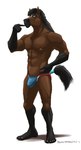 5_fingers 5_toes abs anthro barefoot biceps black_body black_fur black_hair black_nose blue_eyes broad_shoulders brown_body brown_fur bulge calf_muscles clothed clothing deltoids equine_mane equine_tail facial_markings feet finger_to_mouth fingers fur fur_hair gloves_(marking) hair head_markings humanoid_feet leg_markings male mane markings multicolored_body multicolored_fur muscular muscular_anthro muscular_male navel nipples pecs pink_nipples pivoted_ears plantigrade serratus simple_background snout snout_markings socks_(marking) solo speedo speedo_only standing swimwear tail thinking tight_clothing toes topless two_tone_body two_tone_fur white_background white_markings sampsonwoof equid equine horse mammal 2018 absurd_res digital_media_(artwork) hi_res shaded signature