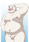 anthro balls belly blush flaccid foreskin fur genitals humanoid_genitalia humanoid_penis kemono male moobs navel nipples overweight overweight_male penis simple_background solo white_body white_fur maron2475 utau shirane_kan bear mammal polar_bear ursine 2021 hi_res