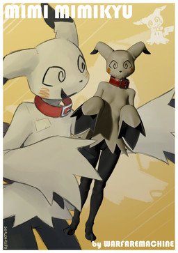 anthro collar female pokemorph simple_background solo yellow_background sealer4258 warfaremachine_(modeler) nintendo pokemon mimi_(sealer4258) generation_7_pokemon mimikyu pokemon_(species) 3d_(artwork) absurd_res digital_media_(artwork) hi_res