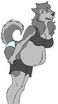 annoyed anthro belly breasts clothed clothing female fetal_movement fur grey_body grey_fur grey_hair hair pregnant pregnant_anthro pregnant_female putting_on_clothes simple_background small_clothes small_clothing solo tail thick_thighs topwear underwear white_background wide_hips theowlking canid canine canis mammal wolf animated digital_media_(artwork) short_playtime