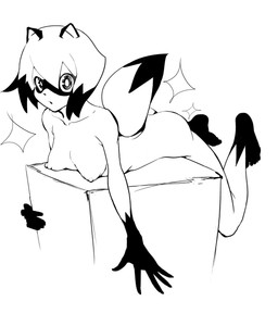 5_fingers 5_toes anthro barefoot breasts butt feet female fingers fluffy fluffy_tail fur hair looking_at_viewer lying nipples open_mouth short_hair simple_background solo tail toes white_background bpa0102 brand_new_animal studio_trigger michiru_kagemori canid canine mammal raccoon_dog tanuki 2020 hi_res monochrome