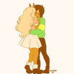 adolescent anthro antlers arms_around_waist athletic athletic_anthro athletic_female blonde_hair blouse blush bottomwear brown_hair clothing duo eyes_closed female female_on_human footwear freckles green_clothing green_sweater green_topwear hair holding_another holding_face horn human_on_anthro interspecies kissing long_hair male male/female male_on_anthro pants pink_blouse pleated_skirt romantic romantic_couple shoes short_hair simple_background skirt sweater topwear young kerocola64 deltarune undertale_(series) kris_(deltarune) noelle_holiday deer human mammal new_world_deer reindeer 1:1 artist_name