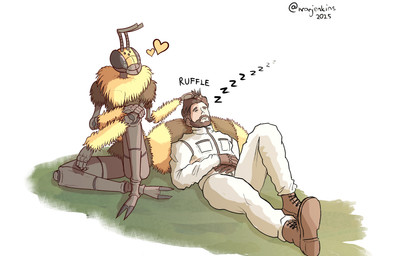 4_fingers antennae_(anatomy) arthropod_abdomen beekeeper boots claws clothing duo female fingers footwear grass hand_on_head heart_symbol looking_at_another looking_at_partner male male/female mandibles multi_arm multi_eye multi_limb onomatopoeia plant resting resting_on_partner shoes simple_background sitting sleeping sound_effects text toe_claws tuft warjenkins animal_humanoid arthropod arthropod_humanoid human humanoid hymenopteran insect insect_humanoid mammal 2025 absurd_res colored digital_media_(artwork) hi_res