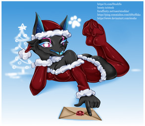 abstract_background anthro border christmas_clothing clothing female footprint holidays letter pawprint text website_url white_border steshka christmas epic_games fortnite pack_leader_highwire absurd_res hi_res