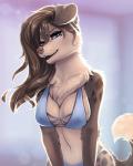 anthro bent_over big_breasts bikini breasts chest_tuft cleavage clothed clothing female fur looking_at_viewer markings midriff mole_(marking) navel playful seductive side_boob simple_background skimpy smile solo swimwear tuft two-piece_swimsuit wyla sheltie_(ragingphxp) canid canine canis domestic_dog mammal 4:5 digital_media_(artwork) hi_res shaded