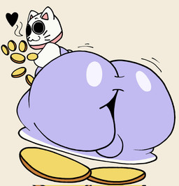 4_fingers anthro bent_over big_butt black_eyes blue_clothing blue_shirt blue_topwear bouncing_butt bulge butt butt_focus clothing coin collar fingers floating_arms floating_hands floating_head floating_legs gold_(metal) gold_coin heart_symbol huge_butt hyper male pink_collar pink_inner_ear rear_view shirt solo topwear whiskers white_body white_clothing white_shirt white_topwear lucaslora ena:_dream_bbq ena_(series) kane_(ena) animate_inanimate domestic_cat felid feline felis living_coin mammal 2025 hi_res